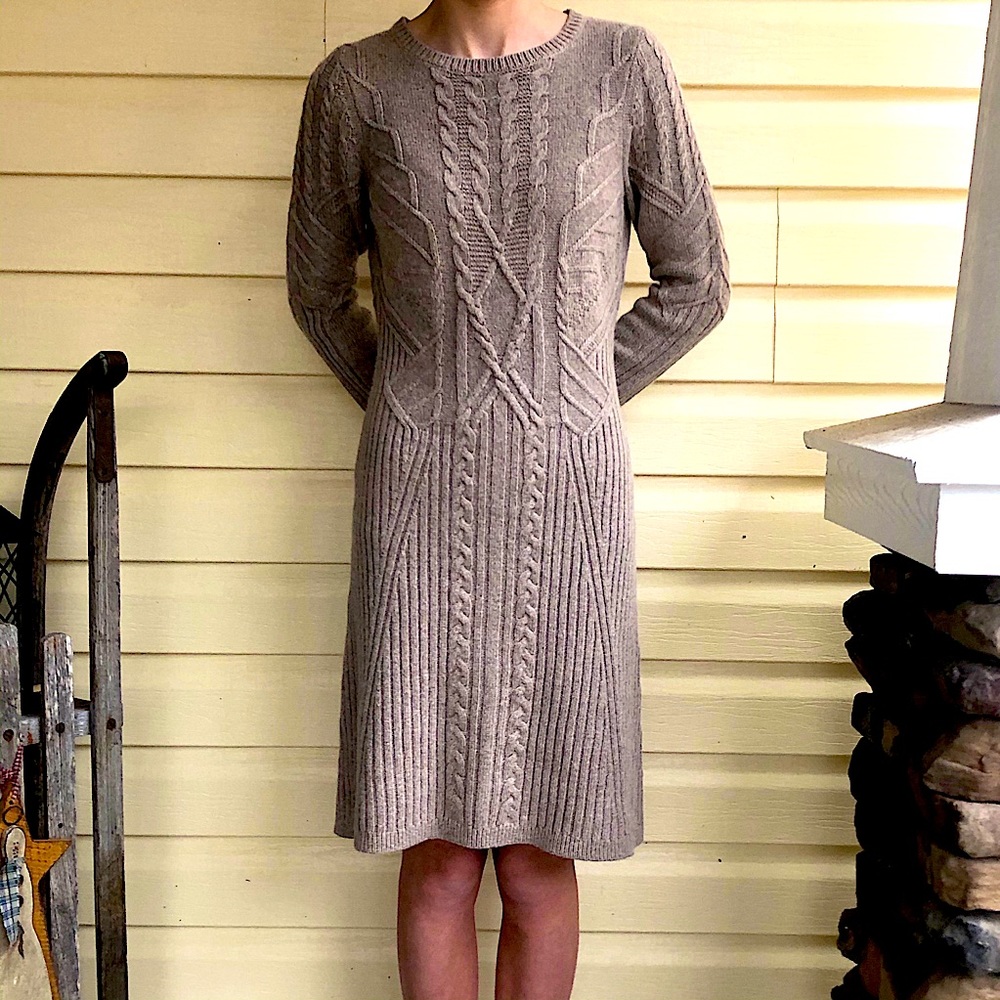 Small LOFT Cable Knit Sweater Dress - Picture 3 of 5